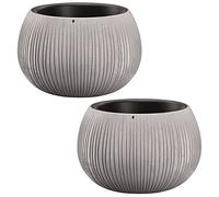 WELL HOME MOBILIARIO & DECORACIÓN 2X Beton Bowl de plástico con depósito en Color Cemento, 11 (Alto) x 14,4 (Ancho) x 14,4 (Profundo) cms