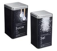 2X BOTES DE ALMACENAMIENTO COLOR NEGRO BOTE PARA AZÚCAR + BOTE PARA SAL