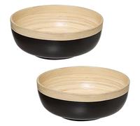 2X ENSALADERA DE BAMBÚ COLOR NEGRO 20CM + 30CM
