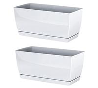 WELL HOME MOBILIARIO & DECORACIÓN 2X Jardinera de plastico Coubi Case P en Color Blanco 29 (Largo) x 14,2 (Ancho) x 13,6 (Altura) cm