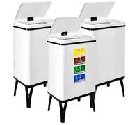 Well Home MOBILIARIO & DECORACIÓN 3 Cubos de Basura Inteligente de 40L c/u, Alto: 71,5 (x35,5x26), Blanco con Etiquetas magnéticas