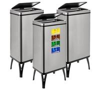 WELL HOME MOBILIARIO & DECORACIÓN 3 Cubos de Basura Inteligente de 50L c/u, Alto: 83,5 (x35,5x26), Gris con Etiquetas magnéticas