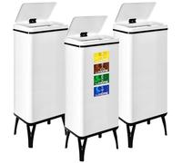 WELL HOME - 3 Cubos de basura inteligente de 60L c/u, Alto: 95,5 (x35,5x26), blanco con etiquetas magnéticas