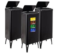 WELL HOME MOBILIARIO & DECORACIÓN 3 Cubos de Basura Inteligente de 60L c/u, Alto: 95,5 (x35,5x26), Negro con Etiquetas magnéticas