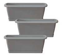 WELL HOME MOBILIARIO & DECORACIÓN 3X Jardinera Respana con Soporte de plastico en Color Gris Piedra 78,6 (Largo) x 18,4 (Ancho) x 14,5 (Alto) cm