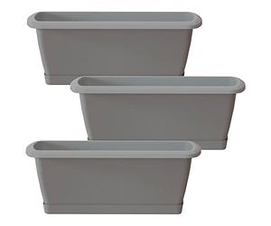 WELL HOME MOBILIARIO & DECORACIÓN 3X Jardinera Respana con Soporte de plastico en Color Gris Piedra 78,6 (Largo) x 18,4 (Ancho) x 14,5 (Alto) cm