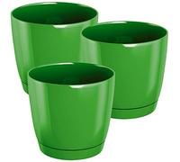WELL HOME MOBILIARIO & DECORACIÓN 3X Maceta Redonda de plastico Coubi Round P en Color Verde Oliva 12 (Largo) x 12 (Ancho) x 11 (Altura) cm