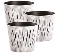 WELL HOME MOBILIARIO & DECORACIÓN 3X Maceta Redonda de plastico Sandy Round en Color Blanco 12 (Largo) x 12 (Ancho) x 11,1 (Alto) cm