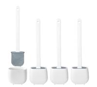 WELL HOME MOBILIARIO & DECORACIÓN 4X Escobillas y Portaescobillas de Inodoro, Cepillo y Soporte para WC, Silicona, TPR y Caucho termpoplástico, Blanco