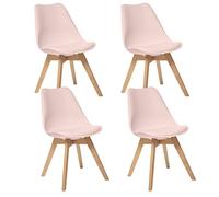 WELL HOME MOBILIARIO & DECORACIÓN 4X Silla Baya, Rosa Palo, Patas de Madera de Haya