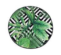 WELL HOME MOBILIARIO & DECORACIÓN Alfombra de baño Blanca y Negra y Hojas Verdes