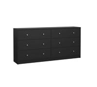 WELL HOME MOBILIARIO & DECORACIÓN Aparador Doble Ebro con 6 cajones en Color Negro 143,1x30,1x68,3cm