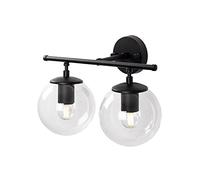 WELL HOME MOBILIARIO & DECORACIÓN Aplique de pared pantalla transparente, metal, negro, 36x24x16, casquillo 2 x e14 max 40 w