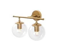 WELL HOME MOBILIARIO & DECORACIÓN Aplique de pared, recto 2 transparente, metal, oro brillante, 36x24x16, casquillo 2 x e14 max 40 w