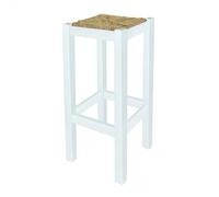 WELL HOME MOBILIARIO & DECORACIÓN Banqueta rústica Cuadrada Alta en Madera, Acabado en Blanco, 32,5x32,5x70 cm