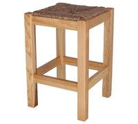 WELL HOME MOBILIARIO & DECORACIÓN Banqueta rústica Cuadrada Baja en Madera, Acabado en Barniz, 32,5x32,5x48,5 cm