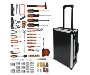 WELL HOME MOBILIARIO & DECORACIÓN Carro de caja de herramientas con 88 piezas - Aluminio y acero, mango de acero, ruedas para transporte