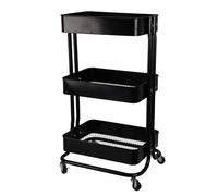 Well Home Carro de cocina de hierro en negro con ruedas y 3 cajones