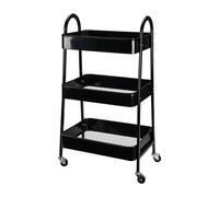 WELL HOME MOBILIARIO & DECORACIÓN Carro de Cocina Negro con 3 cestas y Ruedas H.79,5cm