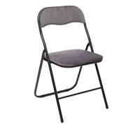 WELL HOME MOBILIARIO & DECORACIÓN Chaise pliante Velours Gris, foncé Silla Plegable de Terciopelo, Poliéster, L.44 x P.52 x A.79 cm