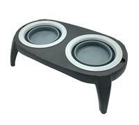 WELL HOME MOBILIARIO & DECORACIÓN Comedero Doble Plegable para Mascotas, Silicona Gris y Negro, 40x22cm Antideslizante