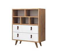 WELL HOME MOBILIARIO & DECORACIÓN Cómoda,100% Tablero de aglomerado rechapado en melamina, Color Roble Oscuro Concrete