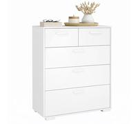 WELL HOME MOBILIARIO & DECORACIÓN Cómoda Eria, Cajonera Moderna con 5 Cajones, Color Blanco Alto Brillo, 71 x 40 x 102 cm