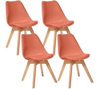 WELL HOME MOBILIARIO & DECORACIÓN Conjunto de 4 sillas en Color Terracota con Patas de Haya, L 48 x P 55 x H 81 cm, 44x51x86