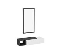 WELL HOME MOBILIARIO & DECORACIÓN Conjunto de RECIBIDOR, conglomerado recubierta melamina, con Espejo, en Color Antracita-Blanco