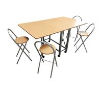 WELL HOME MOBILIARIO & DECORACIÓN Conjunto 'Libro' de Mesa y Cuatro taburetes en Madera y Metal, Melamínico, Grande