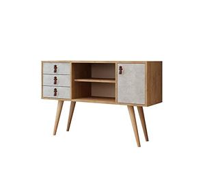 WELL HOME MOBILIARIO & DECORACIÓN Consola,100% Tablero de aglomerado rechapado en melamina, Color Roble Blanco