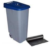 WELL HOME - Contenedor Abierto 110L Azul H.88cm + Rollo 10 bolsas de basura 120L