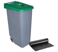 WELL HOME - Contenedor Abierto 110L Verde H.88cm + Rollo 10 bolsas de basura 120L