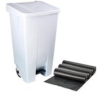 WELL HOME MOBILIARIO & DECORACIÓN Contenedor de Reciclaje + 3X Bolsas de Basura de 10 Unidades, Blanco, 42x57x88 cm