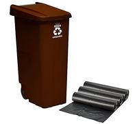 WELL HOME MOBILIARIO & DECORACIÓN Contenedor de Reciclaje + 3X Bolsas de Basura de 10 Unidades, Negro, ø51,5x67 cm