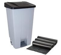 WELL HOME MOBILIARIO & DECORACIÓN Contenedor de Reciclaje + 3X Bolsas de Basura de 10 Unidades, Negro, 51x42,5x87,5 cm