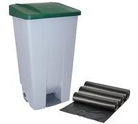 WELL HOME MOBILIARIO & DECORACIÓN Contenedor de Reciclaje + 3X Bolsas de Basura de 10 Unidades, Verde, 51x42,5x87,5 cm