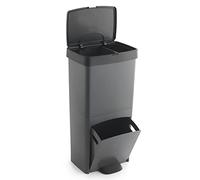 WELL HOME MOBILIARIO & DECORACIÓN Cubo de basura 70L, VERTICAL, 2 compartimentos, papelera residuos, 76 cm, Gris