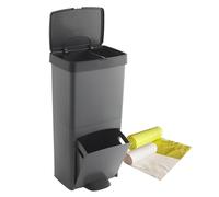 WELL HOME MOBILIARIO & DECORACIÓN Cubo de basura 70L, VERTICAL, 2 compartimentos, papelera residuos, 76 cm, fácil gestión INCLUYE bolsas de basura adaptadas 30+10L