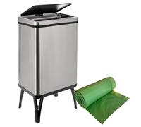 Well Home MOBILIARIO & DECORACIÓN Cubo de Basura Inteligente de 40L, Alto: 71,5 (x35,5x26), Gris con Rollo de 30 Bolsas de Basura adaptadas