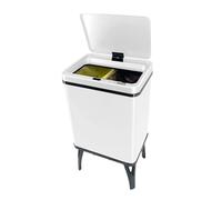 WELL HOME MOBILIARIO & DECORACIÓN Cubo de Basura inteligente para Reciclaje, con apertura automática y contacto manual, capacidad 15L+15L, Alto: 60 (x35,5x26cm), Color Blanco
