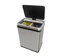 WELL HOME MOBILIARIO & DECORACIÓN Cubo de Basura inteligente para Reciclaje SIN patas, con apertura automática y contacto manual, capacidad 15L+15L, Alto: 60 (x35,5x26cm), Color Gris