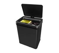 WELL HOME - Cubo de Basura inteligente SIN patas para Reciclaje con apertura automática y contacto manual 15L+15L 35,5x26x60cm Color Negro