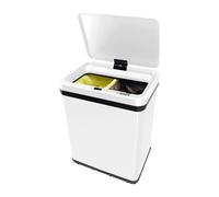 WELL HOME MOBILIARIO & DECORACIÓN Cubo de Basura inteligente para Reciclaje SIN patas, con apertura automática y contacto manual, capacidad 15L+15L, Alto: 43 (x35,5x26cm), Color Blanco