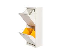 WELL HOME MOBILIARIO & DECORACIÓN Cubo de basura y reciclaje Metálico de 2 compartimentos, 2x17L (34L) Blanco mate
