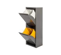 WELL HOME MOBILIARIO & DECORACIÓN Cubo de basura y reciclaje Metálico de 2 compartimentos, 2x17L (34L) Gris brillo