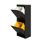 WELL HOME - Cubo de basura y reciclaje Metálico de 2 compartimentos, 2x17L (34L) Negro mate