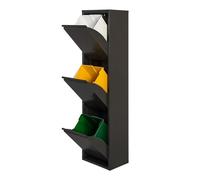 WELL HOME - Cubo de basura y reciclaje Metálico de 3 compartimentos, 3x17L (51L) Negro mate