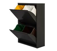 WELL HOME MOBILIARIO & DECORACIÓN Cubo de basura y reciclaje Metálico de 4 compartimentos, 4x17L (68L) Negro mate