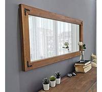 WELL HOME MOBILIARIO & DECORACIÓN Espejo,100% Pine Solid Wood, Color Nogal